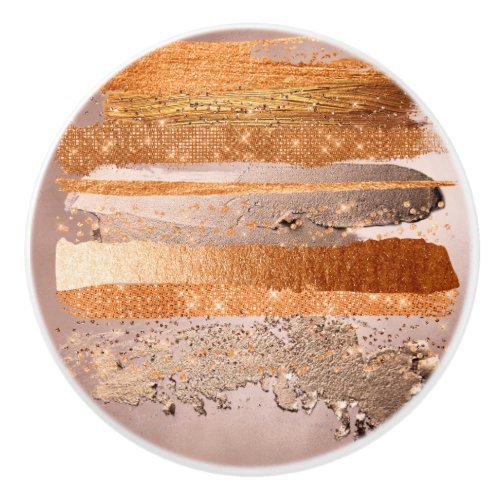 Copper Gold Strokes Glamour Texture Ceramic Knob