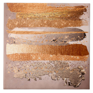 Copper Gold Strokes Glamour Texture Ceramic Tile
