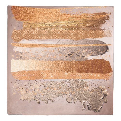 Copper Gold Strokes Glamour Texture Duvet Cover