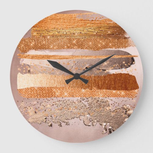 Copper Gold Strokes Glamour Texture Large Clock