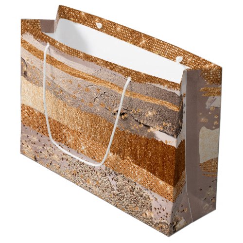 Copper Gold Strokes Glamour Texture Large Gift Bag