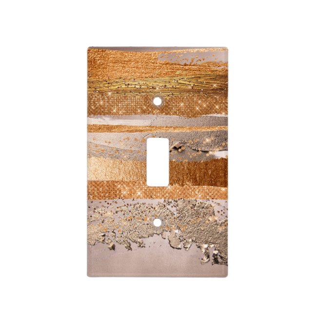 Copper Gold Strokes Glamour Texture Light Switch Cover (Front)