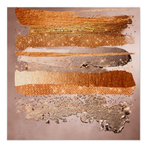 Copper Gold Strokes Glamour Texture Poster