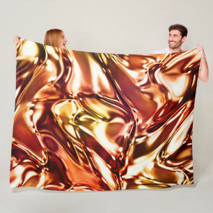 Copper Gold Wavy Metallic Look Fleece Blanket
