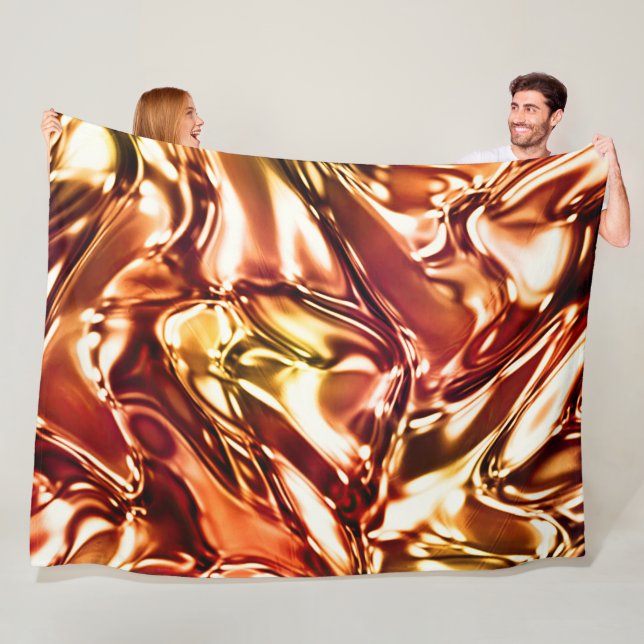 Copper Gold Wavy Metallic Look Fleece Blanket (In Situ)
