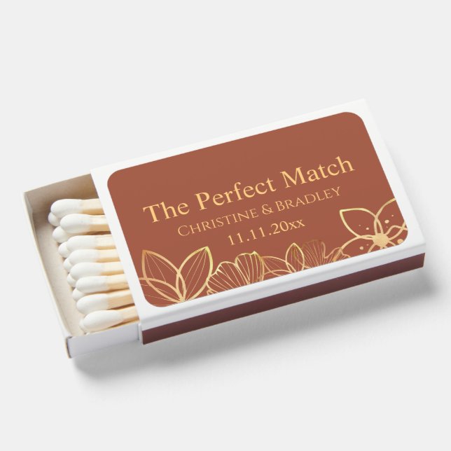 Copper & Gold Wedding  Matchboxes (Front Open)