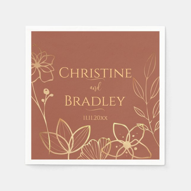 Copper & Gold Wedding Napkins (Front)