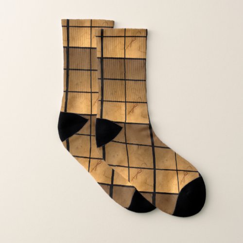 Copper Golden Square Pattern Socks