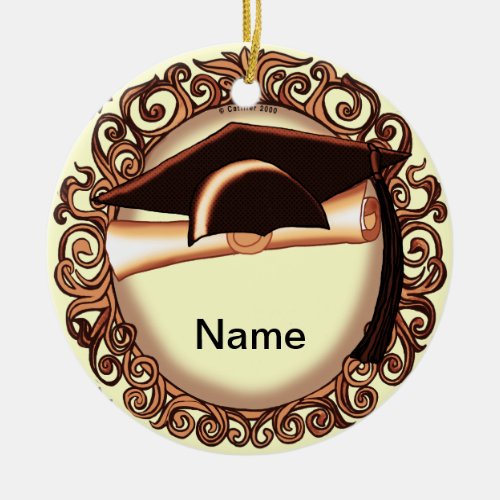 Copper Graduation Cap Ceramic Ornament