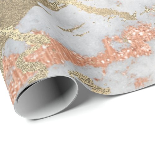 Copper Gray Foxier Gold Marble Shiny Metallic VIP Wrapping Paper