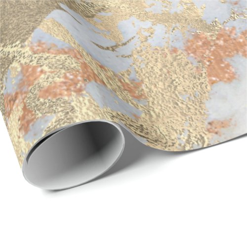 Copper Gray Foxier Rose Gold Marble Shiny Metallic Wrapping Paper