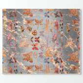 Copper Gray Gold  Meadow Butterfly Insects Gem Wrapping Paper (Flat)