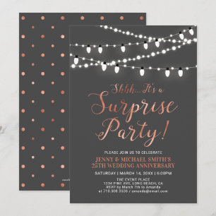 Copper & Gray   Surprise 40th Wedding Anniversary Invitation