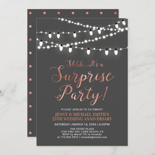 Copper  Gray  Surprise 40th Wedding Anniversary Invitation