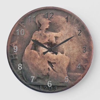 Copper Half Penny Coin Large Clock by Impactzone at Zazzle
