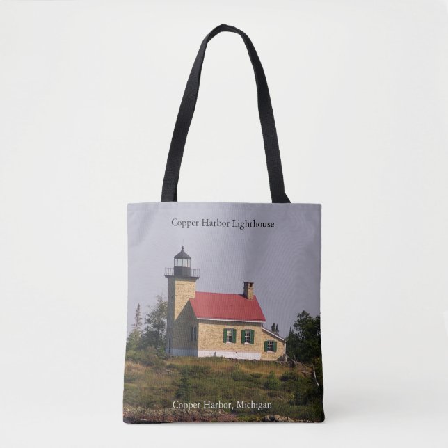 Copper Harbor Lighthouse all over tote bag (Front)