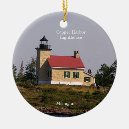 Copper Harbor Lighthouse circle ornament