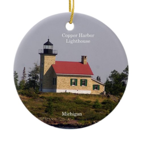 Copper Harbor Lighthouse circle ornament