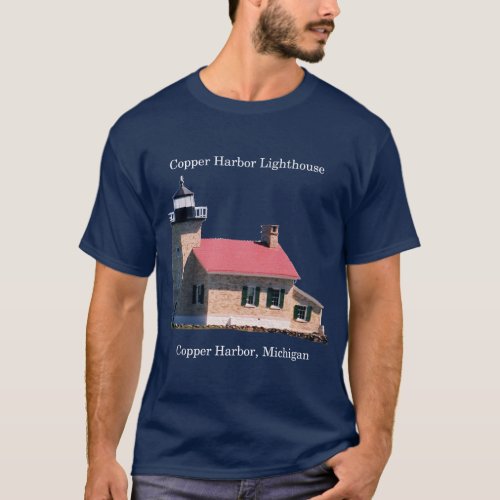 Copper Harbor lighthouse dark shirt