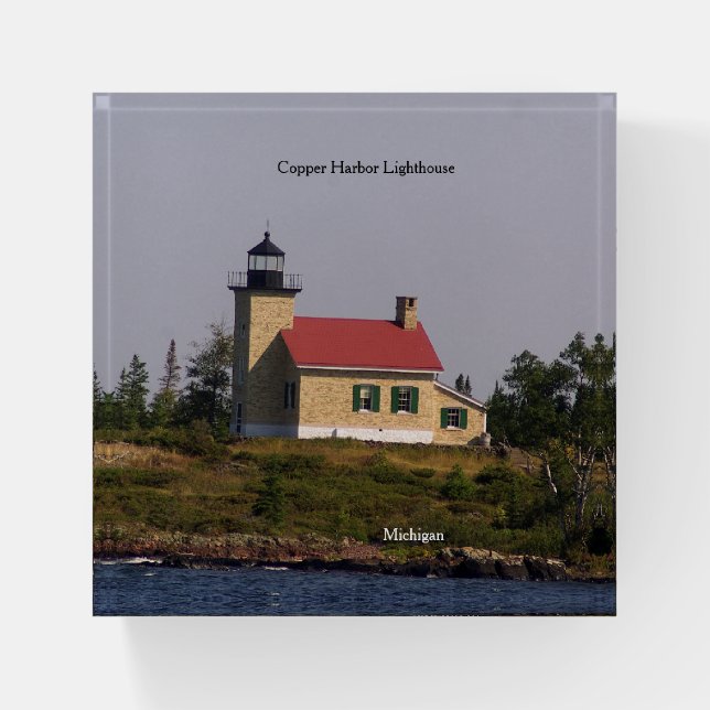 Copper Harbor Lighthouse paperweight (Front)