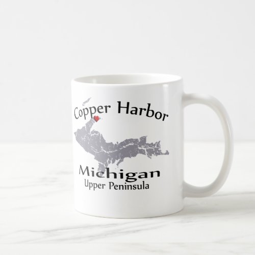 Copper Harbor Michigan Heart Heart Map Design Mug