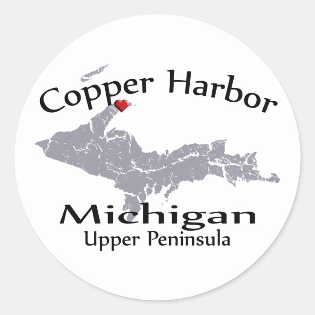 Copper Harbor Michigan Heart Heart Map  Sticker (Front)