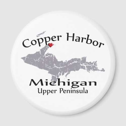 Copper Harbor Michigan Heart Map Design Magnet