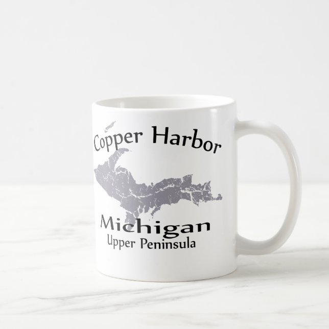 Copper Harbor Michigan Heart Map Design Mug (Right)