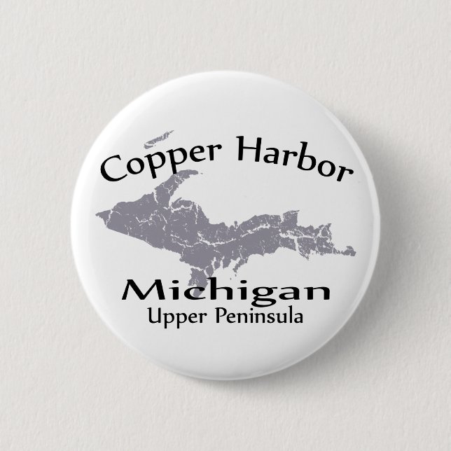 Copper Harbor Michigan Map Design Button (Front)