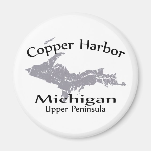 Copper Harbor Michigan Map Design Magnet (Front)