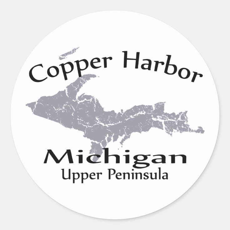 Copper Harbor Michigan Map Design Sticker Zazzle