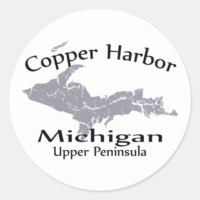 Copper Harbor Michigan Map Design Sticker (Front)