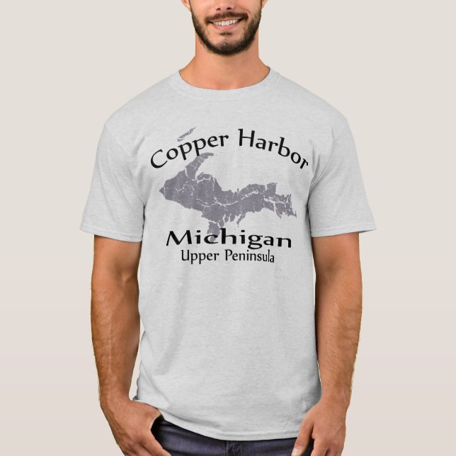 Copper Harbor Michigan Map Design T-shirt (Front)