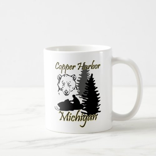 Copper Harbor Michigan Snowmobile Bear Mug