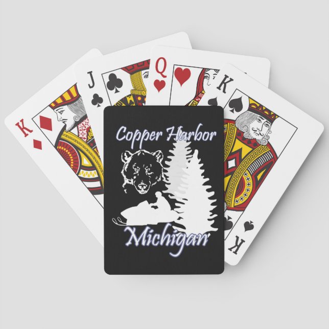 Copper Harbor Michigan Snowmobile Bear P Cards (Back)