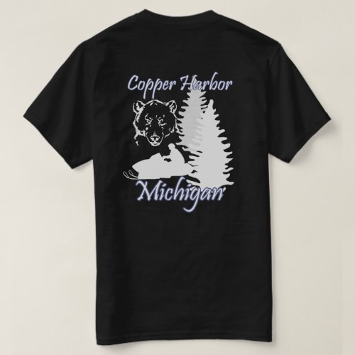 Copper Harbor Michigan Snowmobile Bear SS Drk T_Shirt