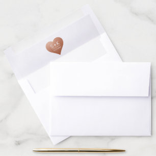 Copper Heart Editable Color Modern Monogram Date Envelope Liner