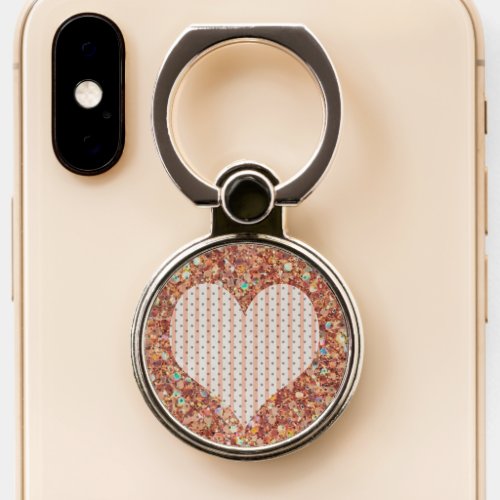 Copper Heart Stripe Phone Ring Stand