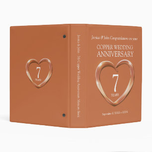 Copper heart wedding anniversary 7th memory mini binder