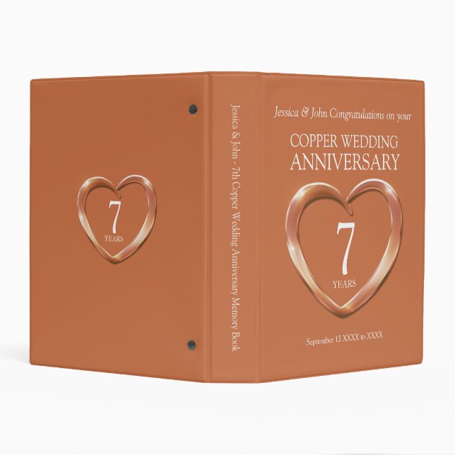 Copper heart wedding anniversary 7th memory mini binder (Background)
