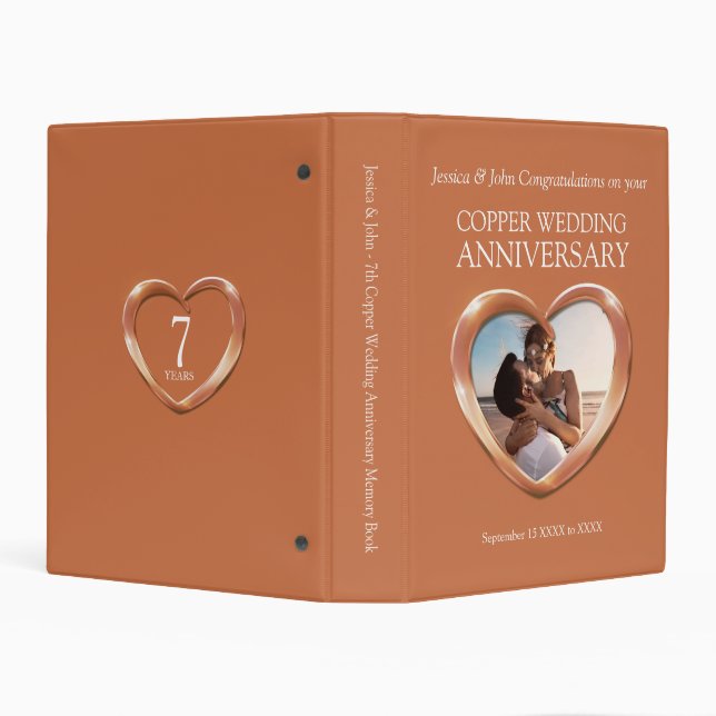 Copper heart wedding anniversary 7th photo memory mini binder (Background)