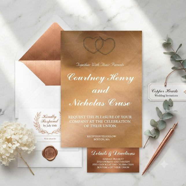 Copper Hearts Wedding Invitations (Creator Uploaded)