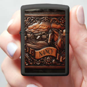 Copper Horse & Farm Scene Zippo Lighter