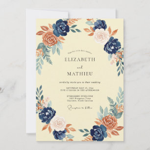 Copper Indigo Painted Wedding Invitation