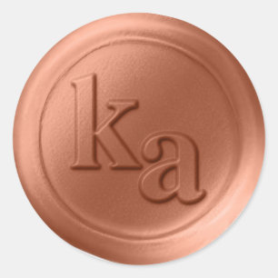 Copper Initials Custom Made Faux Wax Seal Sticker