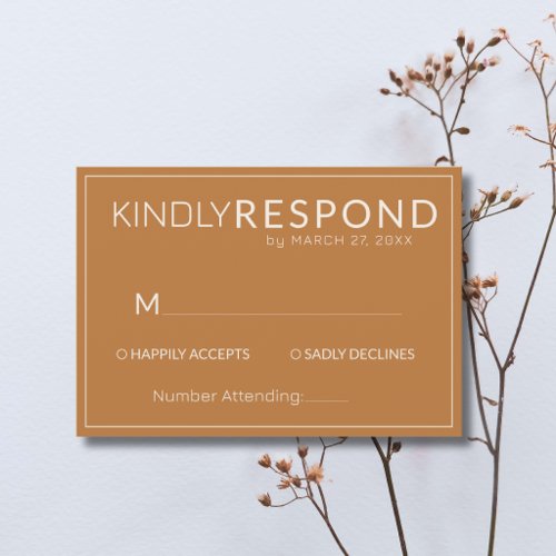 Copper Ivory Old Money Modern Frame Wedding RSVP Card