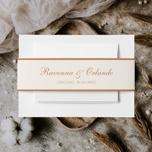 Copper Ivory Old Money Timeless Wedding Invitation Belly Band