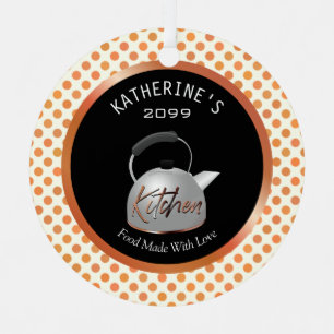 Copper Kitchen Food Made With Love Christmas Metal Ornament