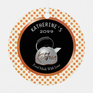 Copper Kitchen Food Made With Love Christmas Metal Ornament