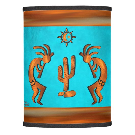 Copper Kokopelli Playing The Flute Lamp Shade (Front)